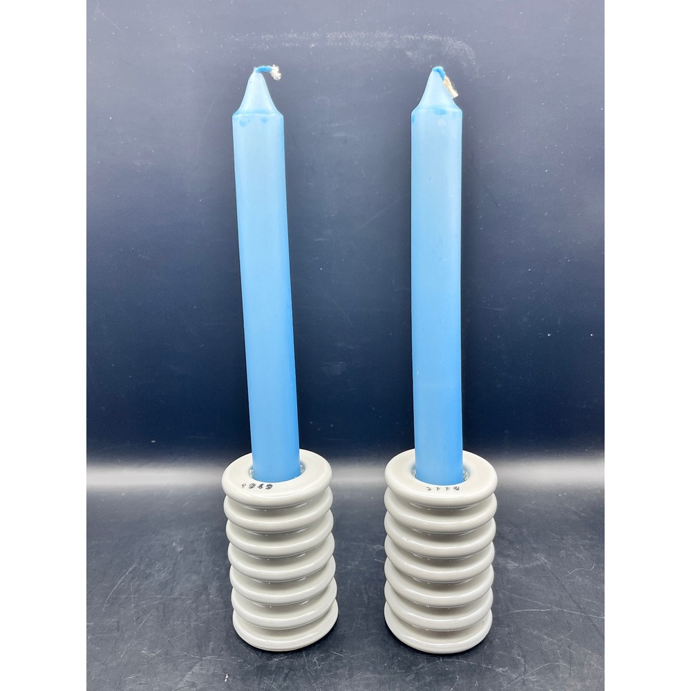 2 VTG Porcelain Insulators Retro Candle Holders 3.25" Gray Farmhouse Grandmacore